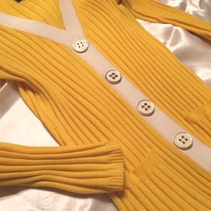 Bright yellow cardigan sweater